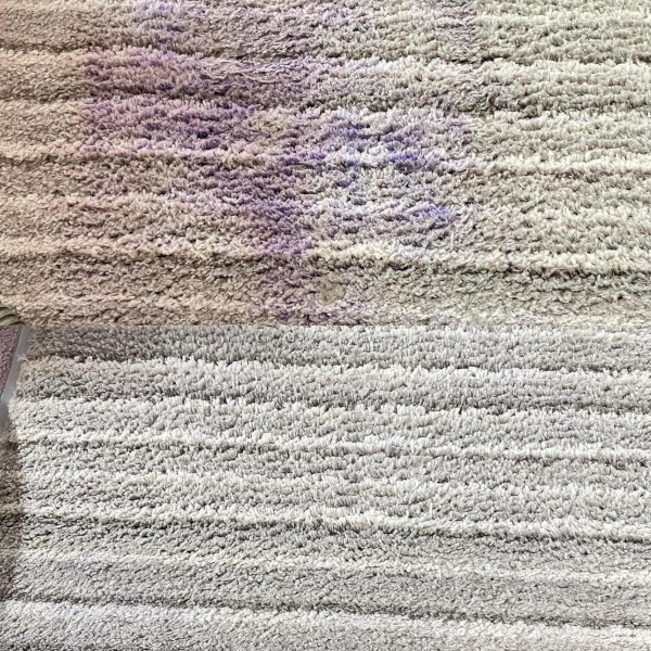 Before and after purple stain removal on carpet in Milton Keynes