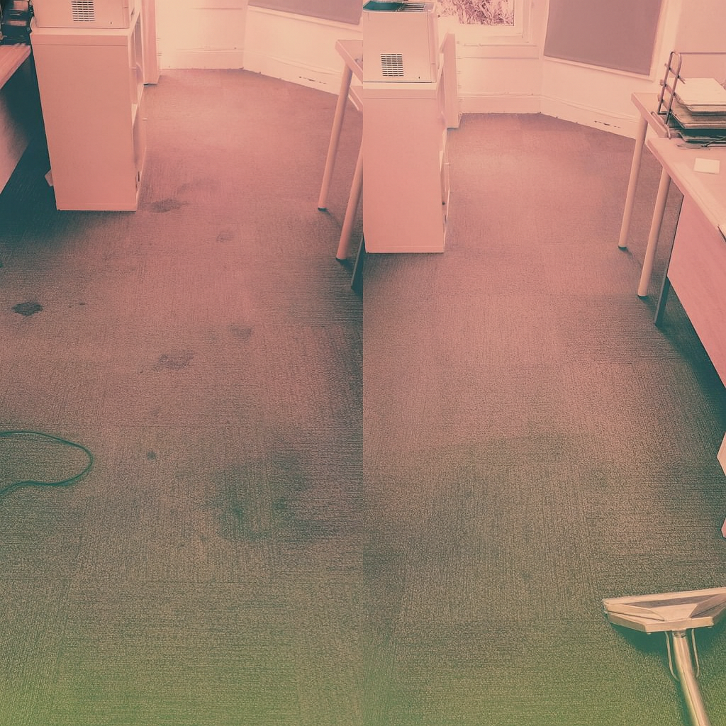 Office carpet cleaning in Milton Keynes — before and after stain and dirt removal